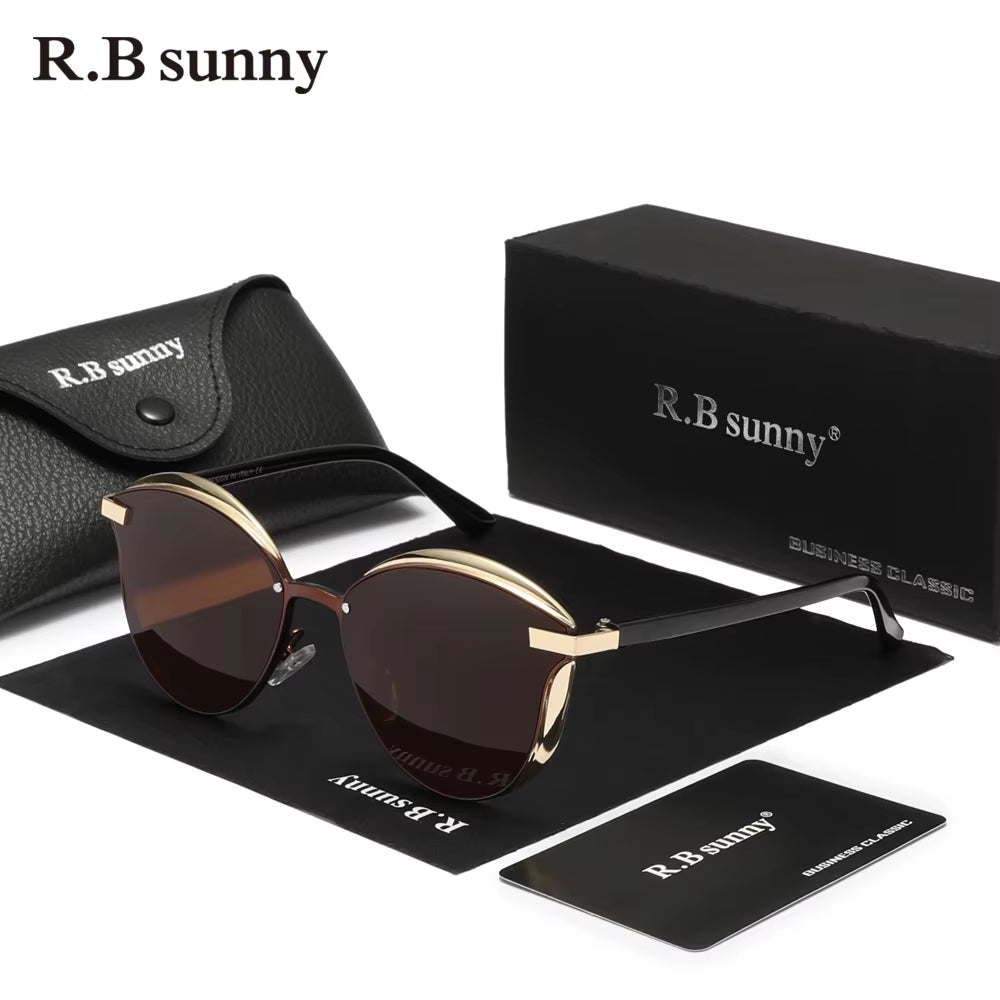 Rbsunny Polarized Sunglasses for Women Luxury Design Ladies Butterfly Elegant Glasses UV400 Protection Fashion Cat Eye Eyewear