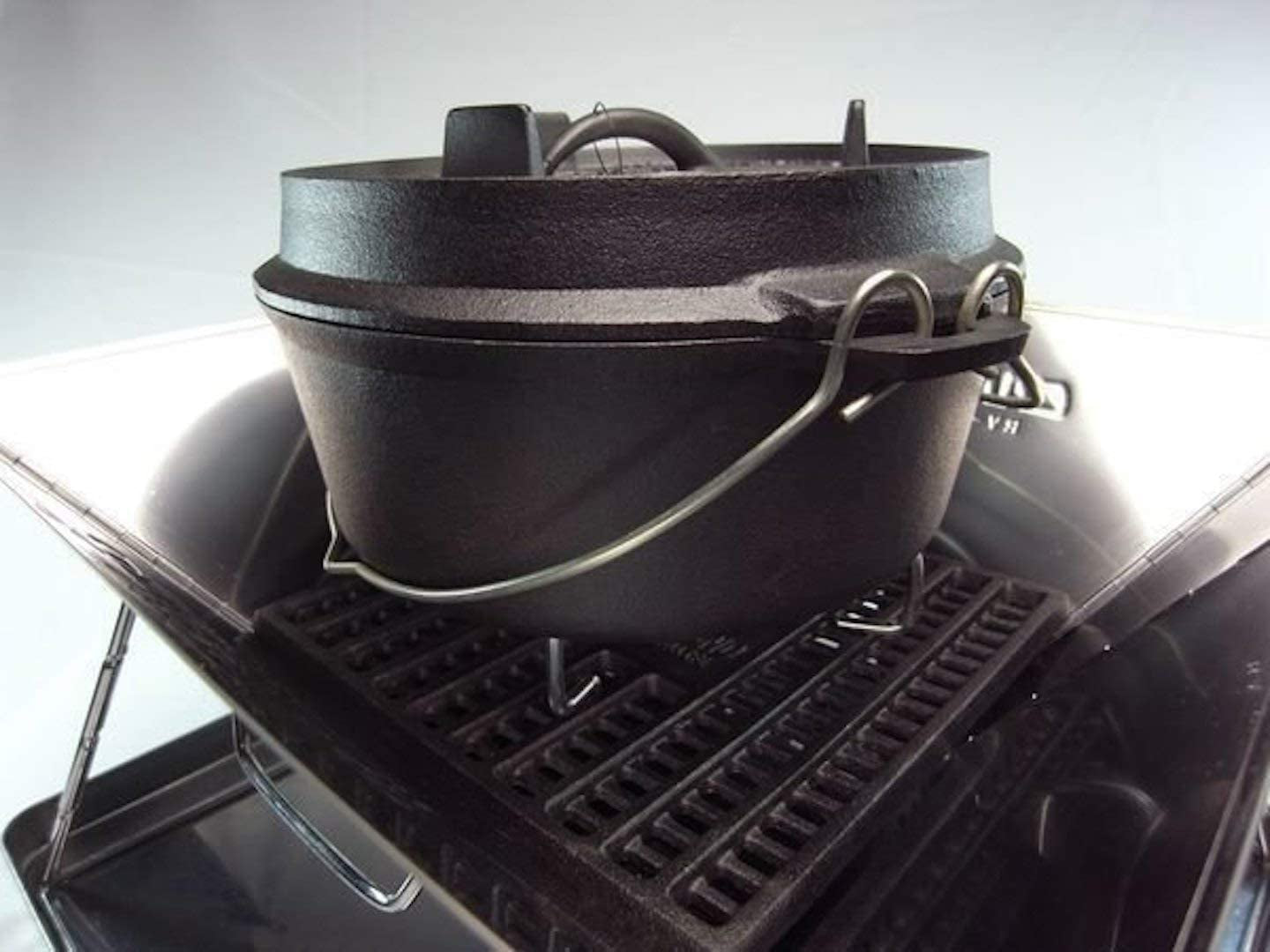 CAMPINGMOON Cast Iron Coal Bed Charcoal Fire Grate 6.89X6.89-Inch T-175