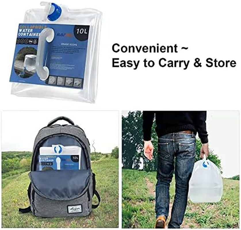 Collapsible Water Container with Spigot, BPA Free Storage Jug Canteen for Outdoor Camping Hiking & Emergency Survival Kit, Foldable Portable