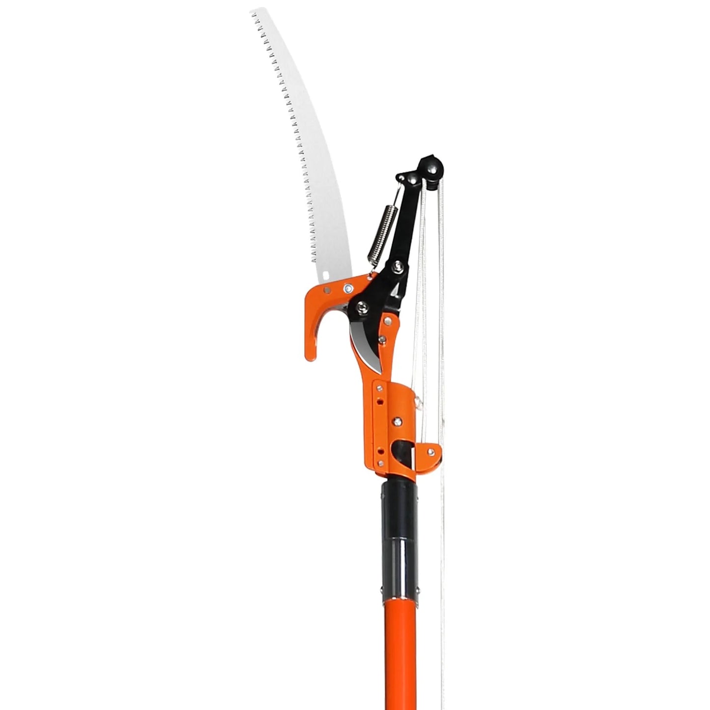 VEVOR Manual Pole Saw, 7.3-27 Ft Extendable Tree Pruner, Sharp Steel Blade and Scissors High Branches Trimming, Branch Trimmer with Lightweight 8 Fiberglass Handles, for Pruning Palms and Shrubs