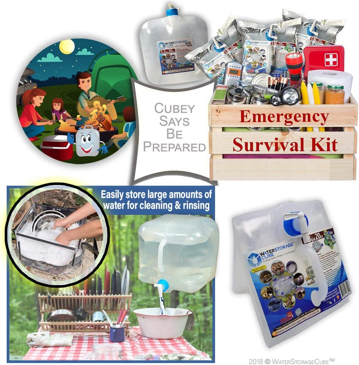 BPA Free Collapsible Water Container with Spigot, Camping Water Storage Carrier Jug for Outdoors Hiking Backpack & Survival Kit, Foldable Portable Water Canteen 1.3/2.6/5.3 Gallon