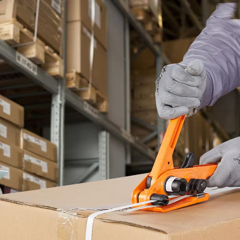 Packaging Strapping Banding Kit with Strapping Tensioner Tool, Banding Sealer Tool, 1000 Ft. PET Band, 300 Metal Seals