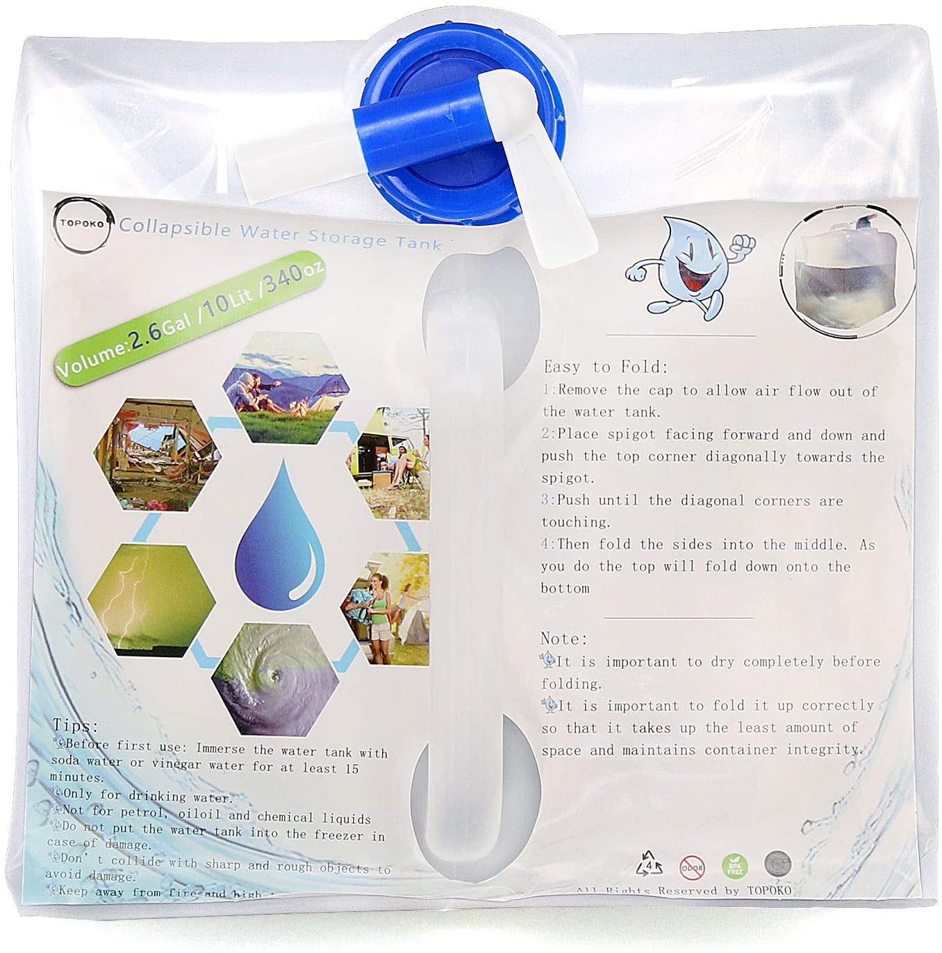 Camping Water Storage Containers - BPA Free Water Container for Outdoors Hiking Collapsible Water Jug with Spigot Emergency Water Storage for Survival Kits 2.6/5.3 Gallon