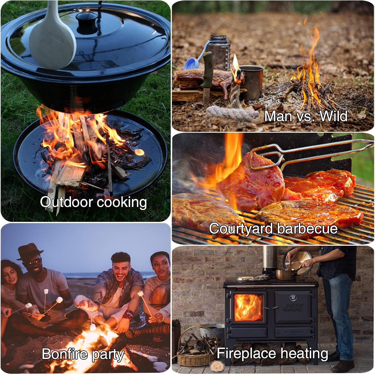 100% Windproof, Rainproof and Moisture- Emergency Survival Tool Kits| Long-Lasting Fire Starters for Campfires| Camping Cooking Kindling Tinder| Fire Rope Hemp Core| Unlimited Shelf Life