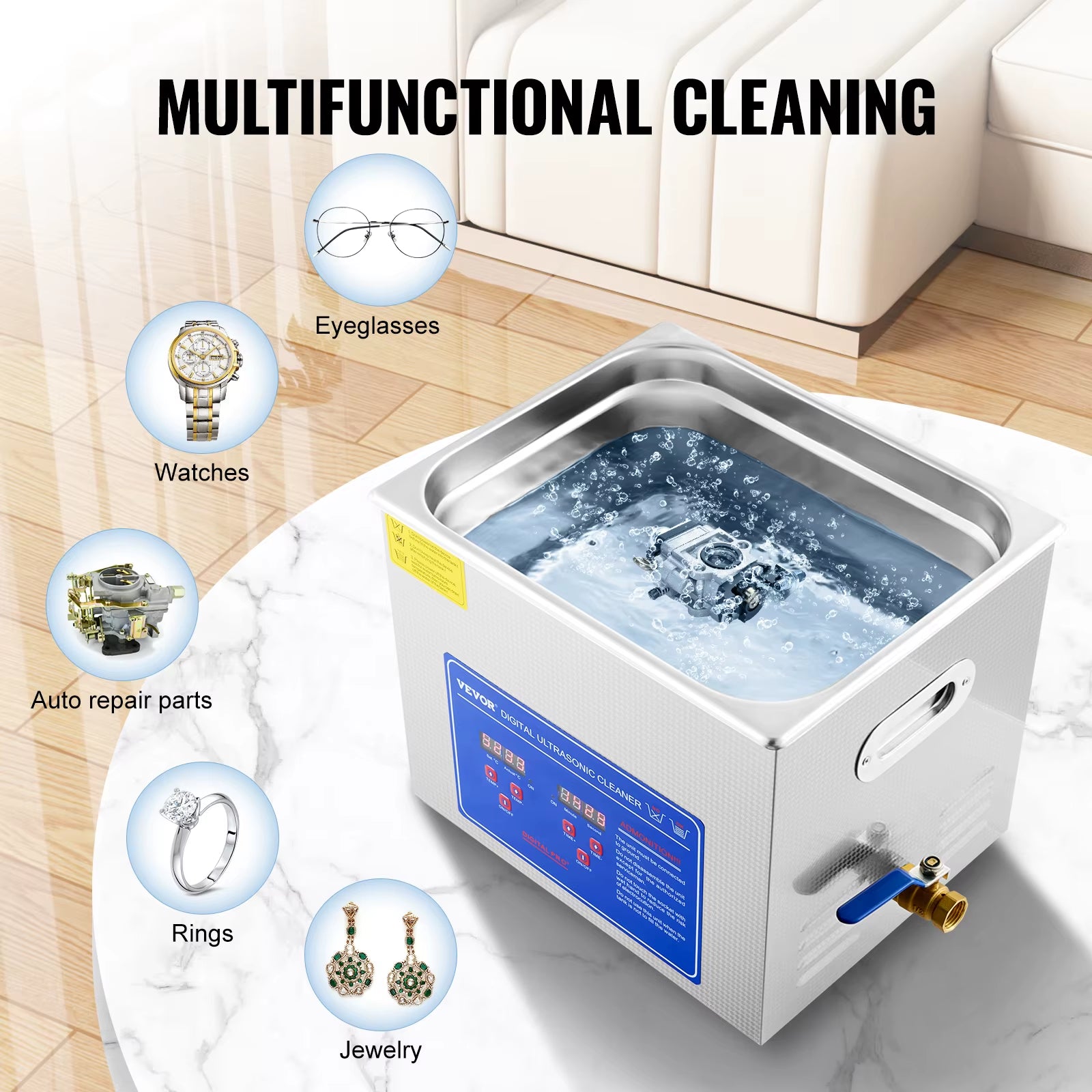 10L 15L Ultrasonic Cleaner Ultrasonic Cleaning Device with Digital Timer & Heater Stainless Steel Industrial Sonic Cleaner