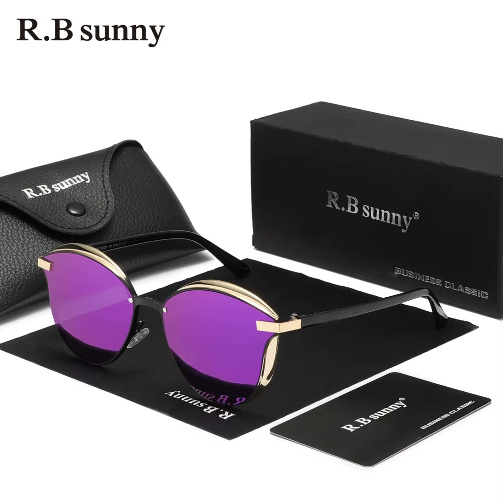 Rbsunny Polarized Sunglasses for Women Luxury Design Ladies Butterfly Elegant Glasses UV400 Protection Fashion Cat Eye Eyewear