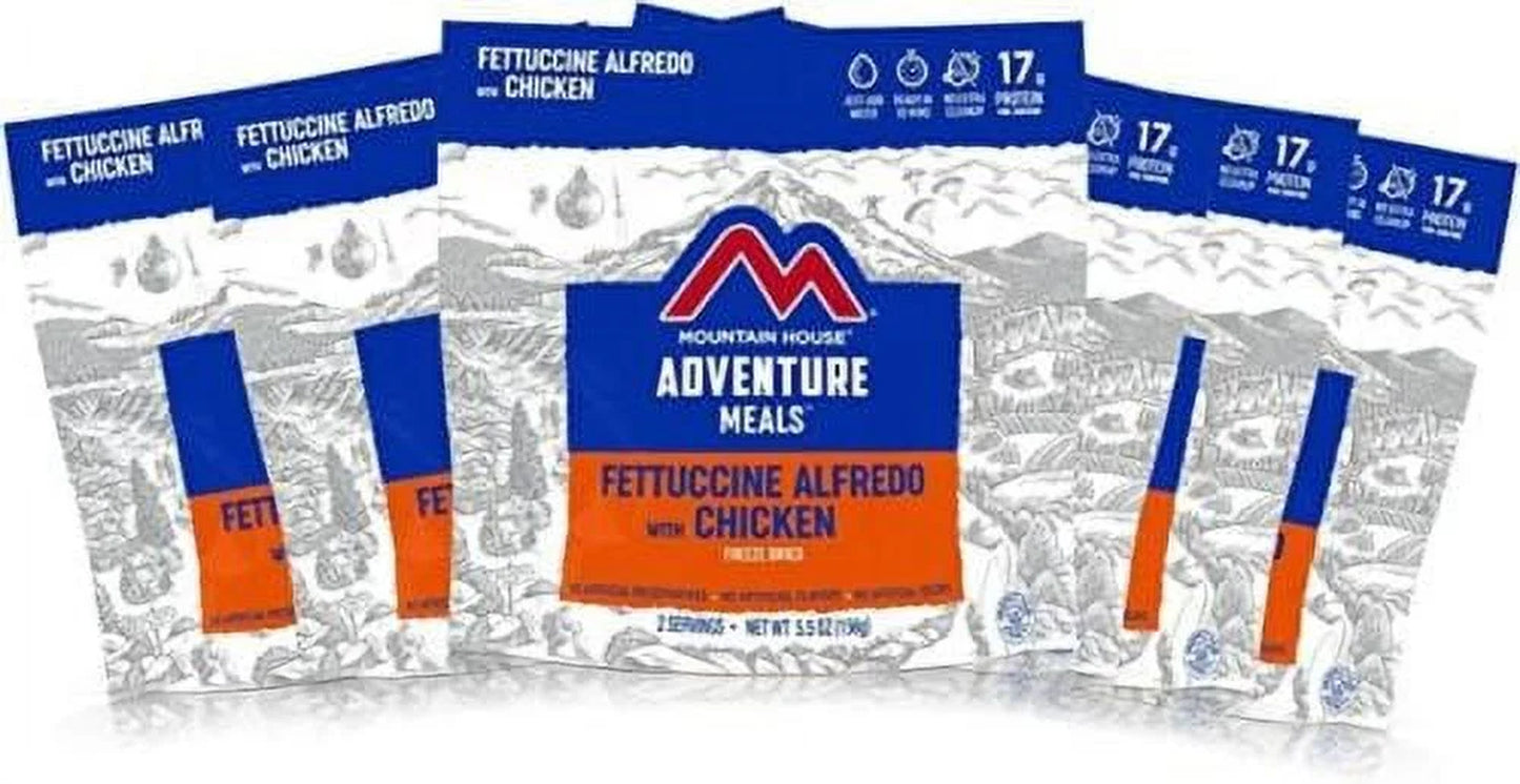 (6 Pouches)  Freeze Dried Emergency Survival Backpacking and Camping Food Fettuccine Alfredo with Chicken ✅