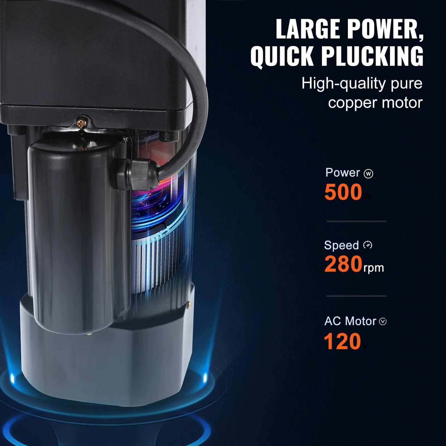 VEVOR Chicken Plucker Machine, Feather Plucker with 20-Inch Stainless Steel Drum, Defeathering Equipment with 108 Soft Fingers, Simple Debris Collection, 500W High Power Poultry Plucking