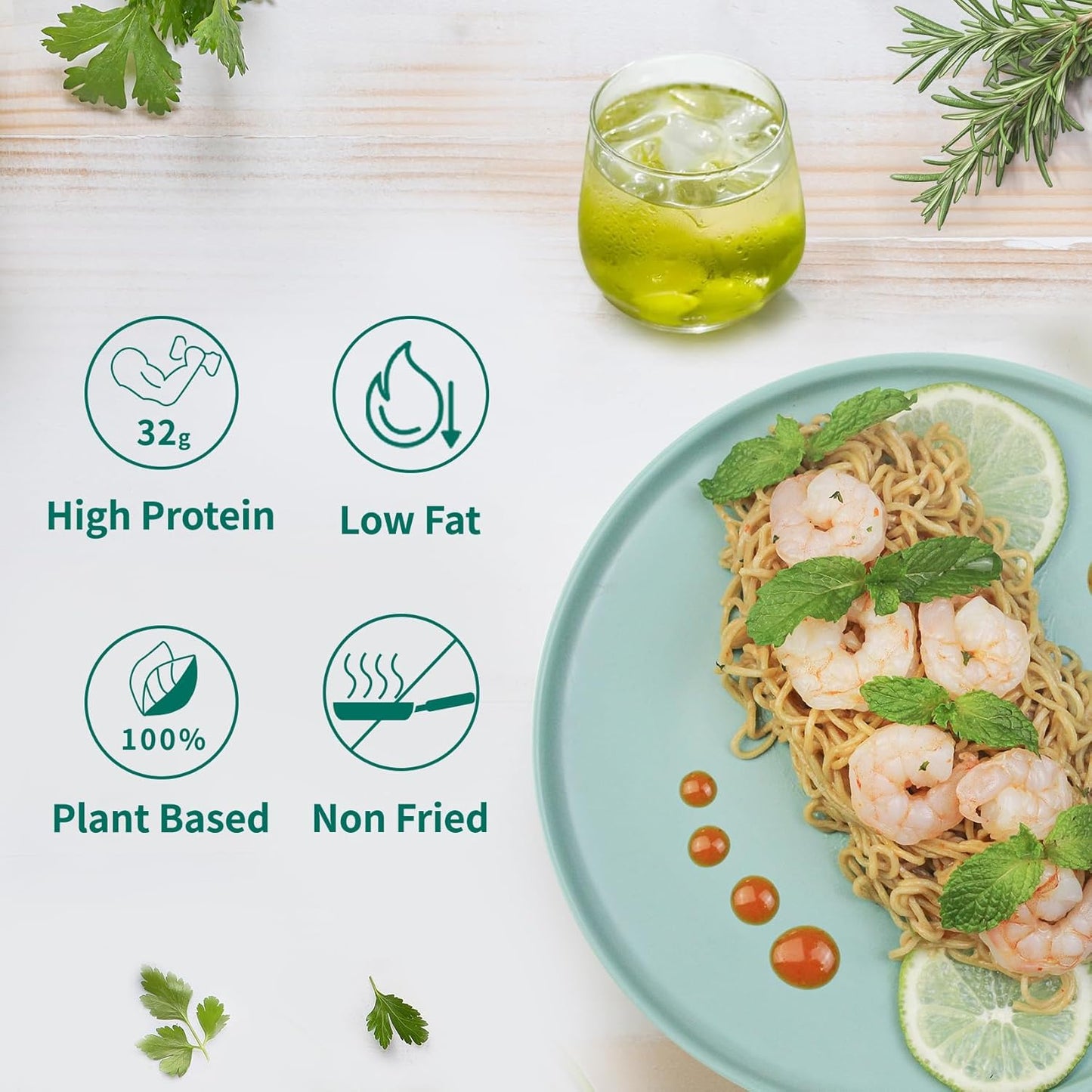 Protein (32G) Ramen Variety Pack - Chicken, Spicy “Beef, Kimchi, Curry”, 8 Packs Instant High Protein Ramen Noodles Soup, Plant-Based, Non-Fried, Vegan, Low Fat, Egg & Dairy Free Healthy Meal