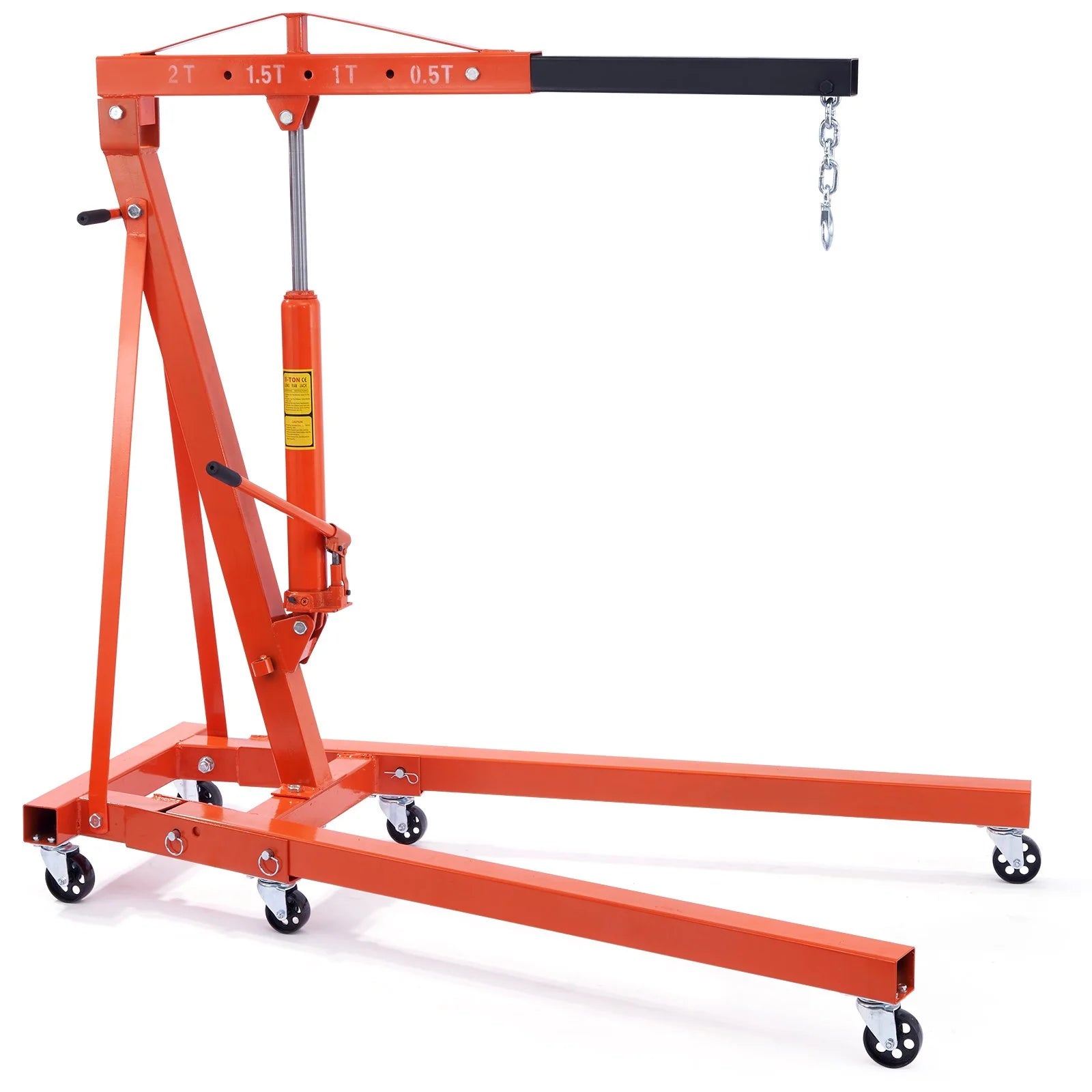 VEVOR Hydraulic Engine Hoist with Lever, 2 Ton/4400 LBS Heavy-Duty Cherry Picker Shop Crane, Foldable Engine Crane and Engine Hoist Leveler for Auto Repair, Motors, Weights Lifting, Loading