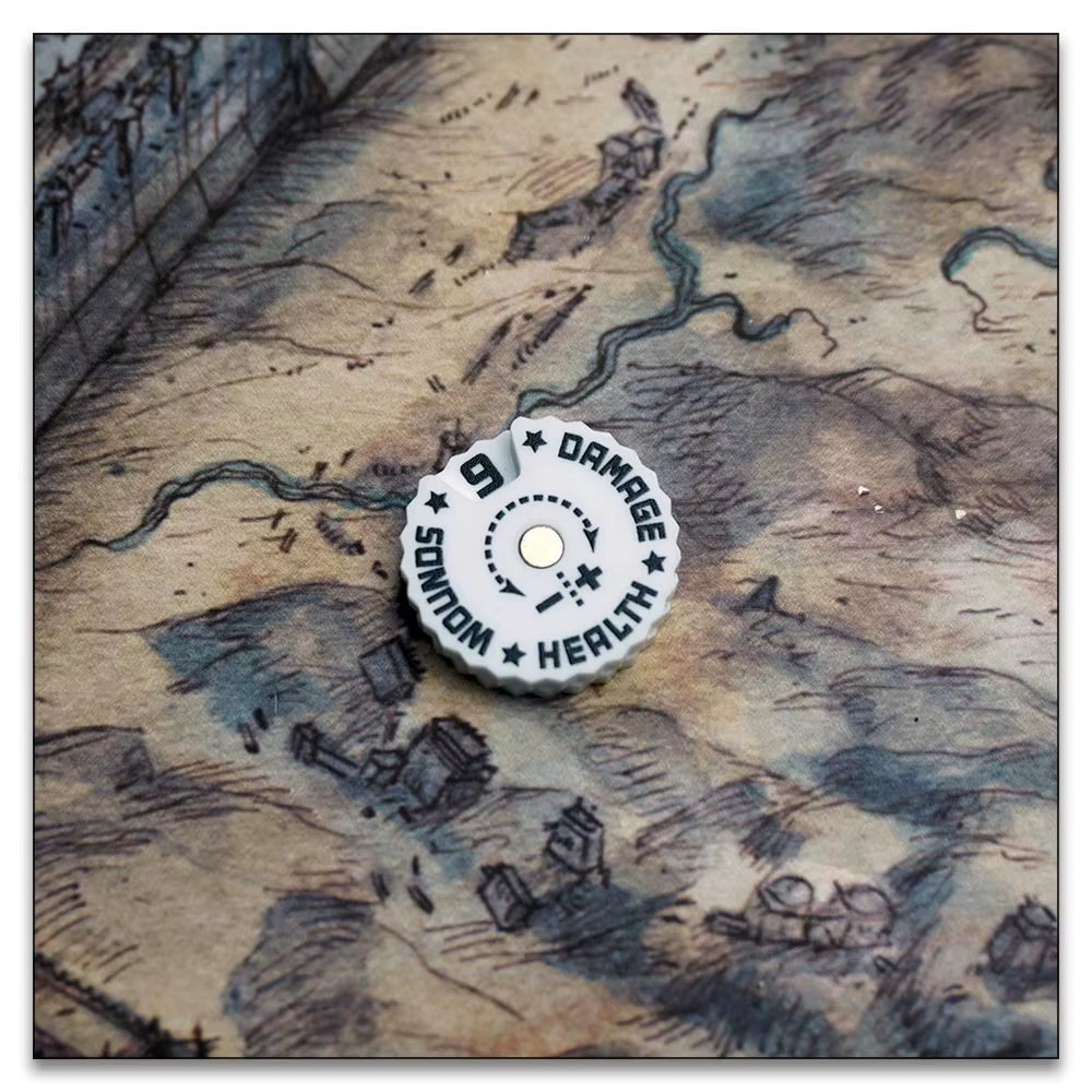 Game Health Tracker, 25Mm Wounds Counter for Tabletop War Games 0-9