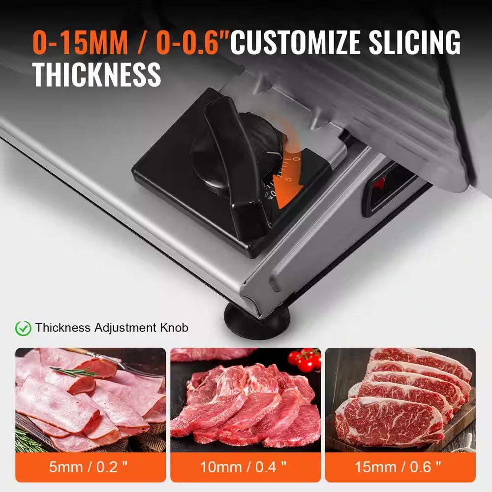 Meat Slicer 180 Watt Electric Deli Slicer with 7.5 In. SUS420 Stainless Steel Blade and Blade Guard for Home Use Silver