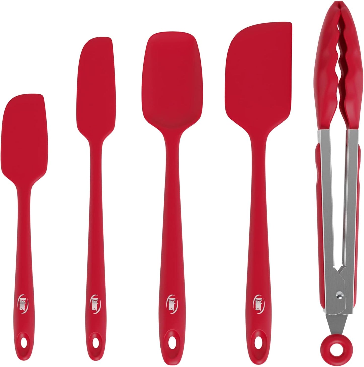 Silicone Spatula Set, 4 Rubber Spatulas 600°F Heat Resistant, Nonstick Seamless Design with Stainless Steel Core, Dishwasher Safe, BPA Free, Bonus Tongs Included