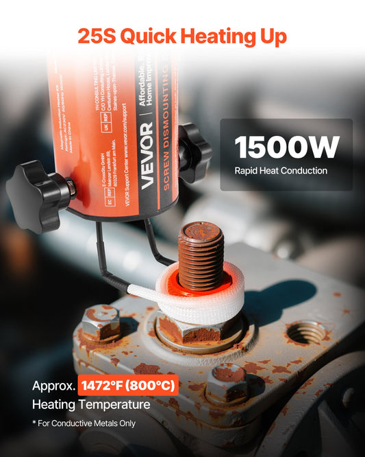 Induction Heater Bolt Removal Tool 1500W 110V Handheld Kit W/ 8 Coils & Case