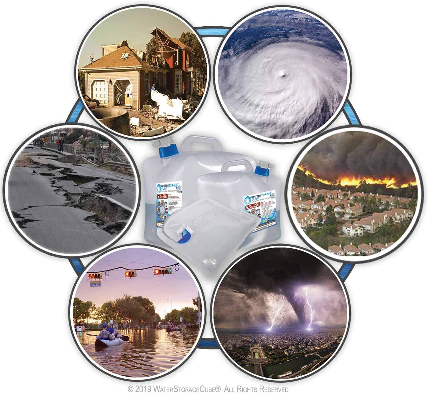 BPA Free Collapsible Water Container with Spigot, Camping Water Storage Carrier Jug for Outdoors Hiking Backpack & Survival Kit, Foldable Portable Water Canteen 1.3/2.6/5.3 Gallon