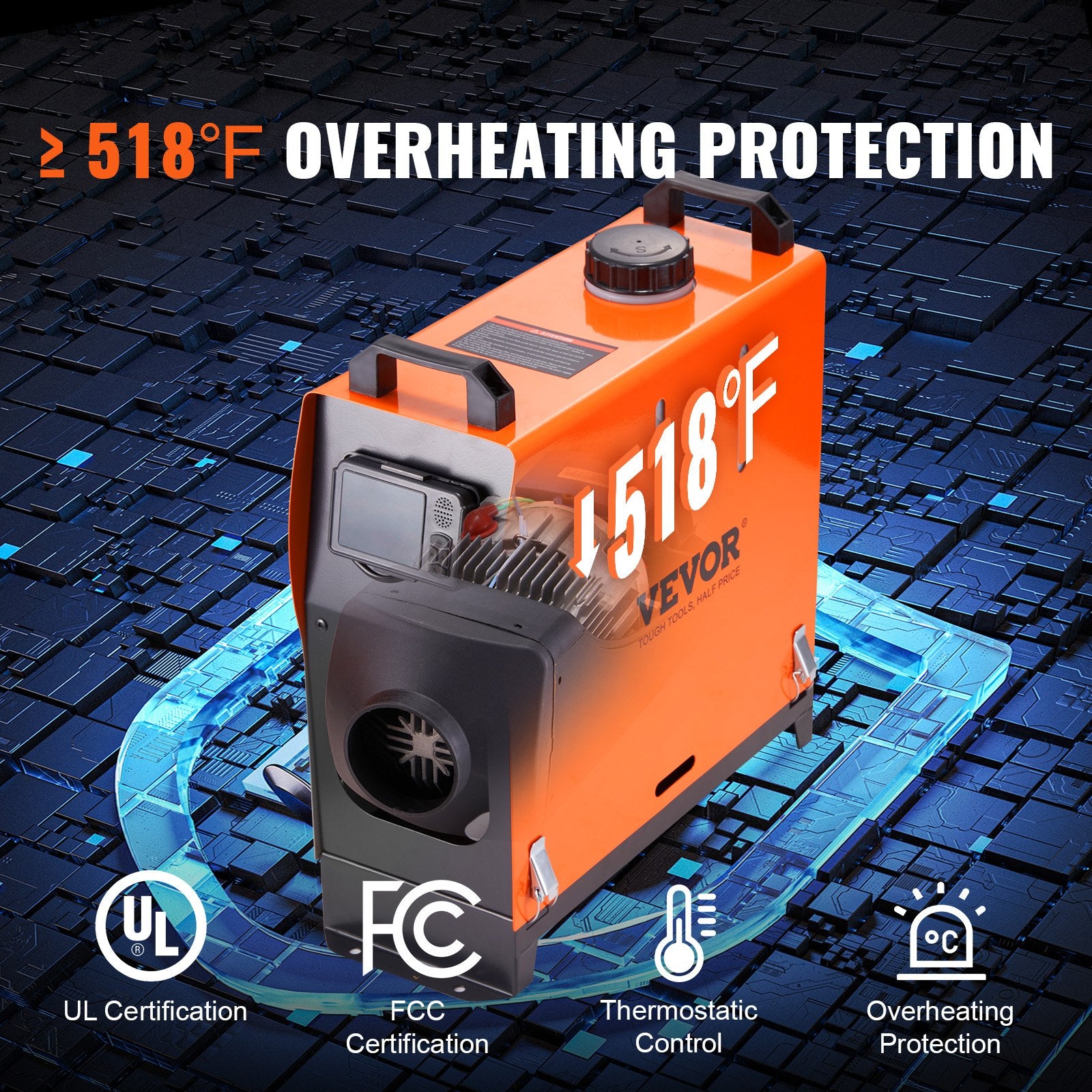 VEVOR Air Heater All-In-One 12V 8KW Bluetooth App LCD for Car RV Indoors