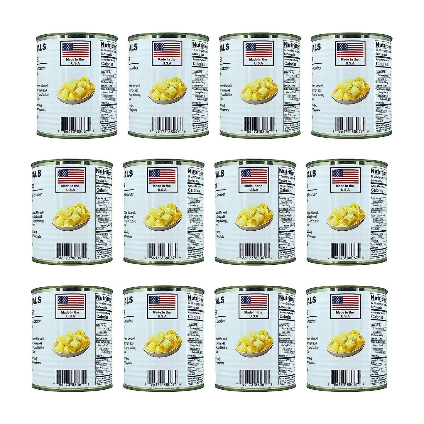 Powdered Butter 8 Oz per Can Freeze Dried Food, Long Term Storage Food, Best for Camping and Hiking, Emergency Storage Food Case of 12 #2.5 Size Cans