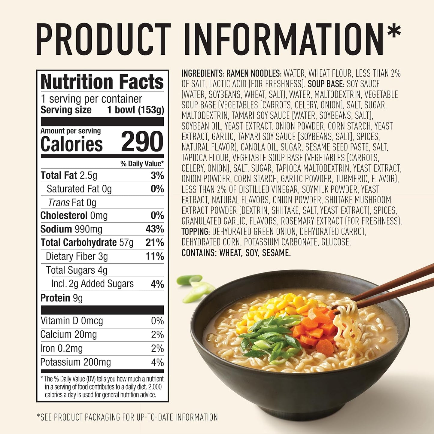 Japanese-Style Vegan Tonkotsu Ramen Soup Bowl, Non-Gmo, 5.4 Oz (Pack of 6)
