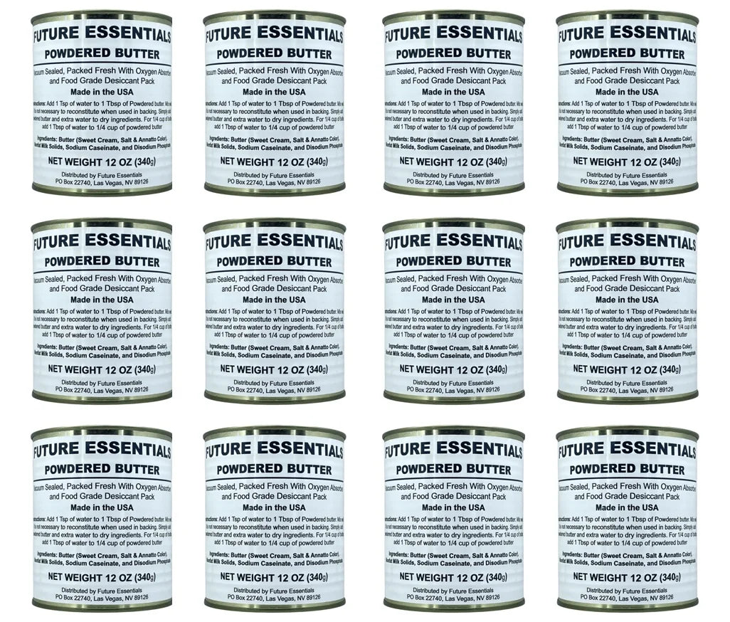Powdered Butter 8 Oz per Can Freeze Dried Food, Long Term Storage Food, Best for Camping and Hiking, Emergency Storage Food Case of 12 #2.5 Size Cans