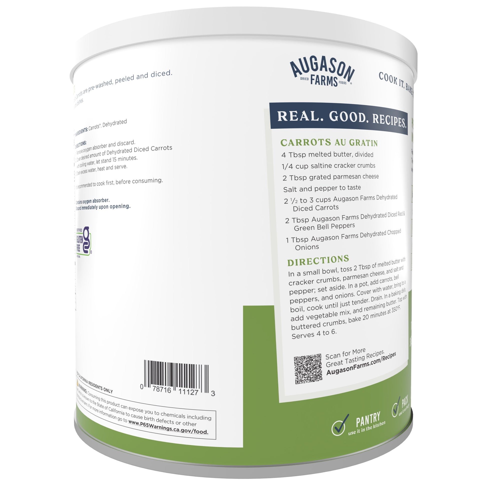 (2 Pack)  Emergency Food Dehydrated Diced Carrots, 38 Oz