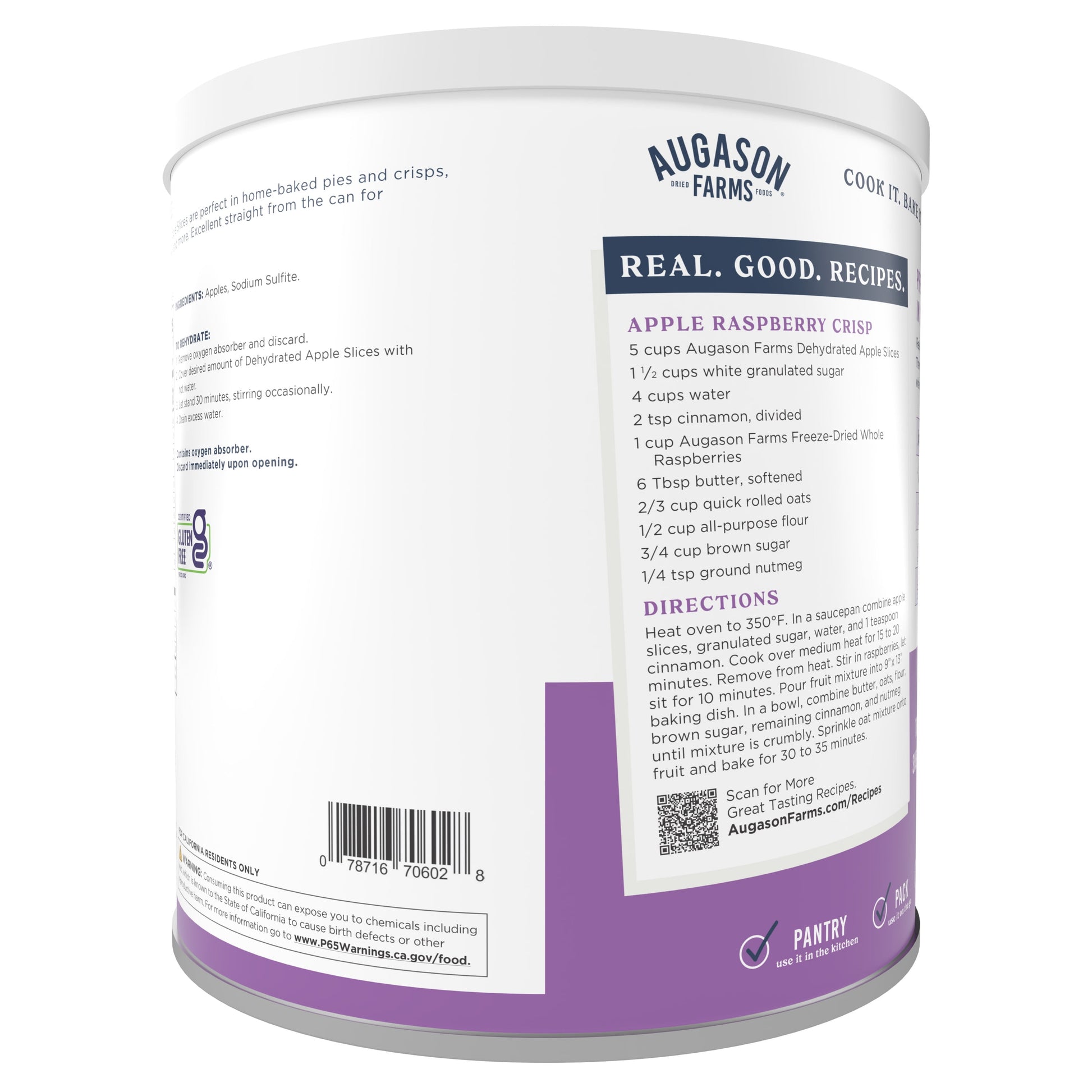 Dehydrated Apple Slices, 20 Servings, 12 Oz.