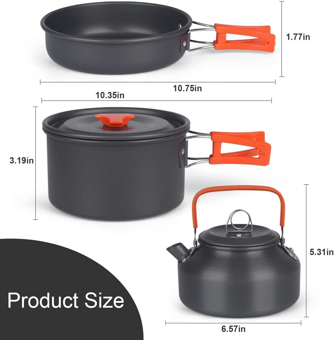 Camping Cookware Kettle Mess Kit - Camping Cooking Set Stainless Steel 18/8 Plates Cup with Lids &Sleeves Cutlery - Camping Pots and Pans Set - Backpacking Gear Camp Accessories Equipment