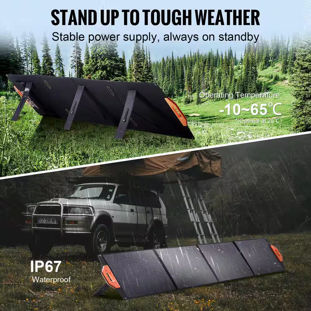 200W Monocrystalline Solar Panel Foldable ETFE Solar Charger, 23% Efficiency with MC4 Output for Power Stations Off-Grid