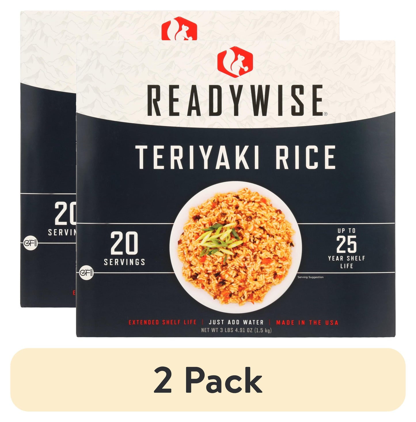 (2 Pack)  Teriyaki & Chicken 20 Serving, Shelf-Stable, Emergency Meal