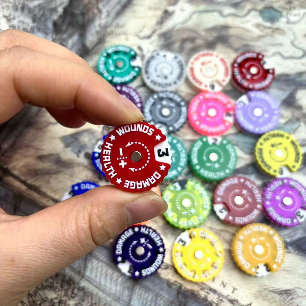 Game Health Tracker, 25Mm Wounds Counter for Tabletop War Games 0-9