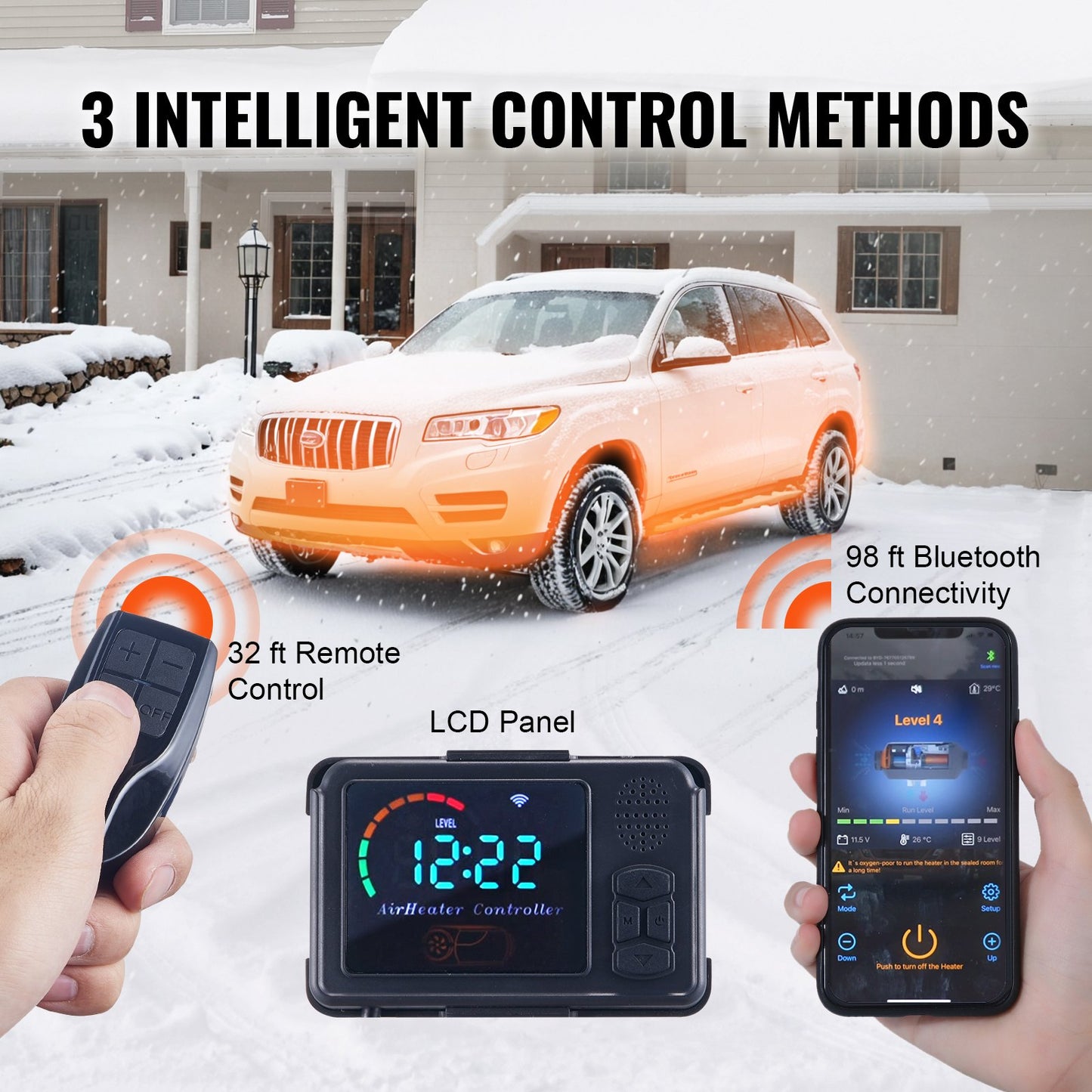 VEVOR Air Heater All-In-One 12V 8KW Bluetooth App LCD for Car RV Indoors