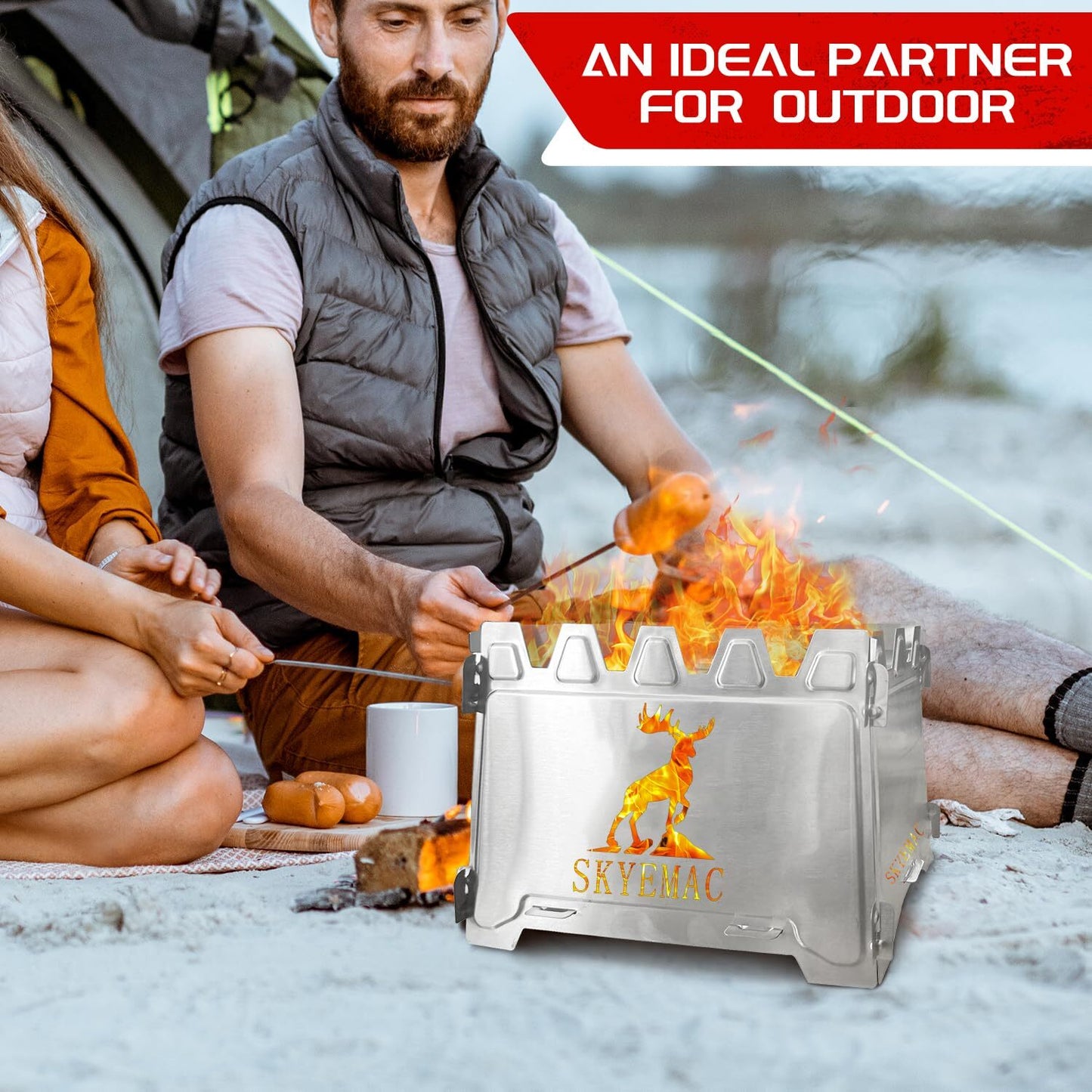 Camping Wood Burning Stove Portable - Folding Collapsible Backpacking Stainless