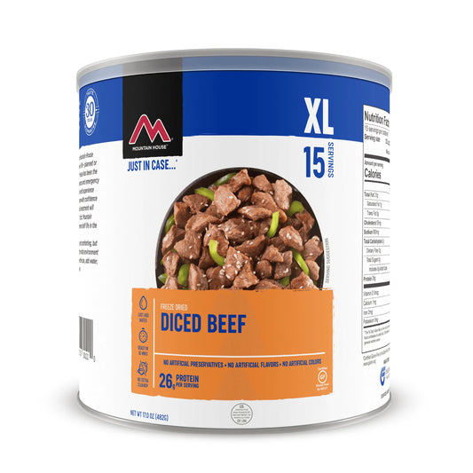 Diced Beef | Freeze Dried Survival & Emergency Food for Camping Hiking and Backpacking | #10 Can | Gluten-Free- 1 Can