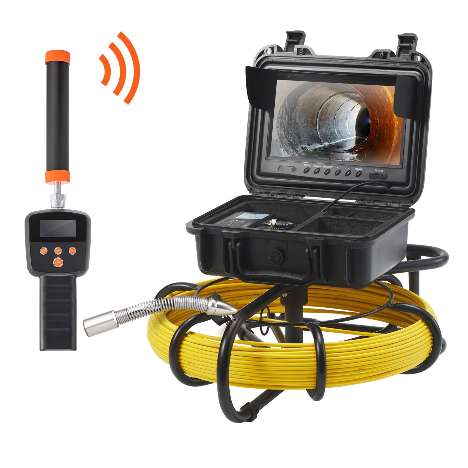 VEVOR Sewer Camera with 512Hz Locator, 165 Ft/50 M, 9 Pipeline Inspection Camera with DVR Function, IP68 Camera with 12 Adjustable Leds, a 16 GB SD Card for Sewer Line, Home, Duct Drain Pipe Plumbing