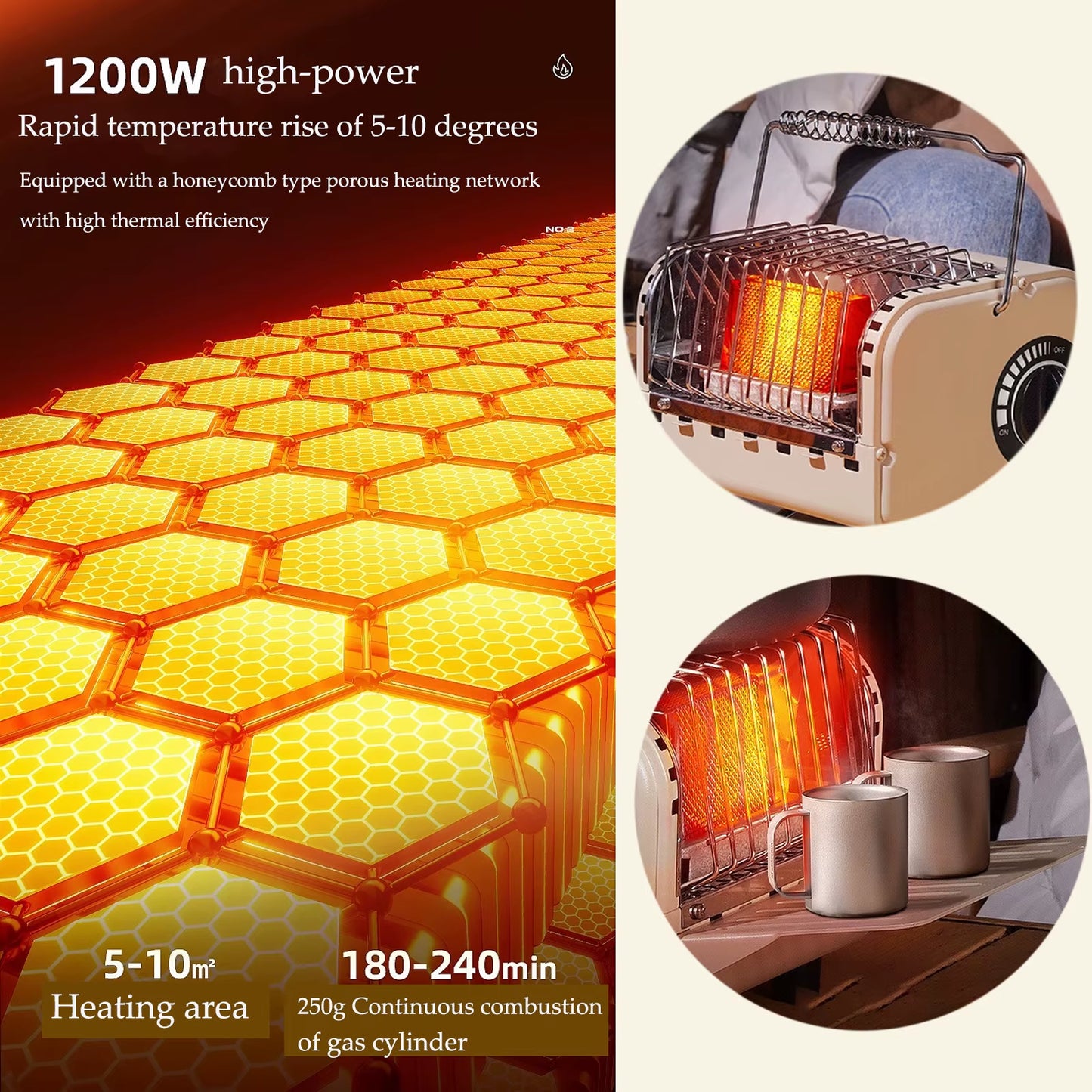 Gas Burner Camping 1200W Heating Stove Multifunction Outdoor Picnic Gas Stove Fire Stove Liquefied Gas Heater Stove