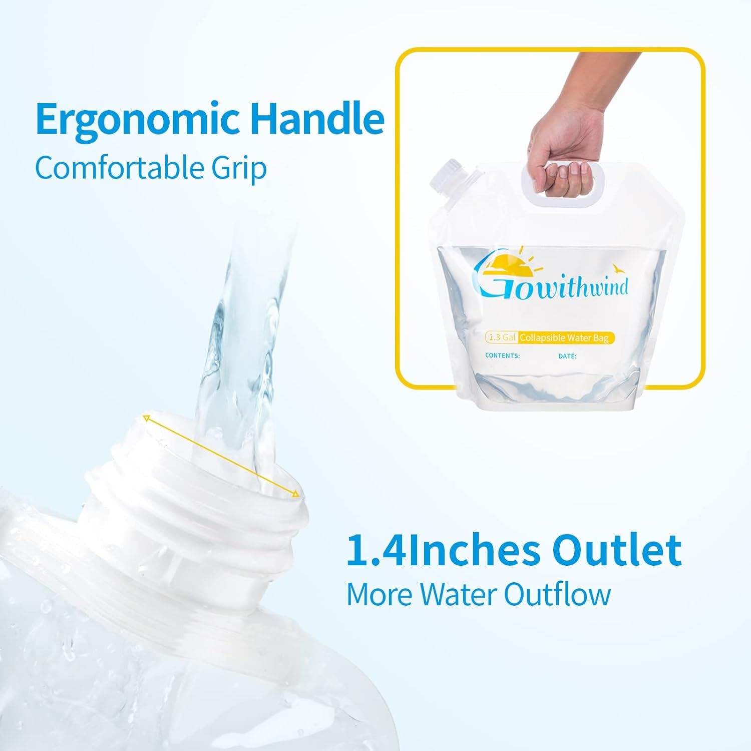 Collapsible Water Storage Container Bag, 2×2.6 Gallon Water Jugs, BPA Free Food Grade Plastic Bladder for Emergency Camping Hiking Backpack, No-Leak Freezable Foldable Water Bottles