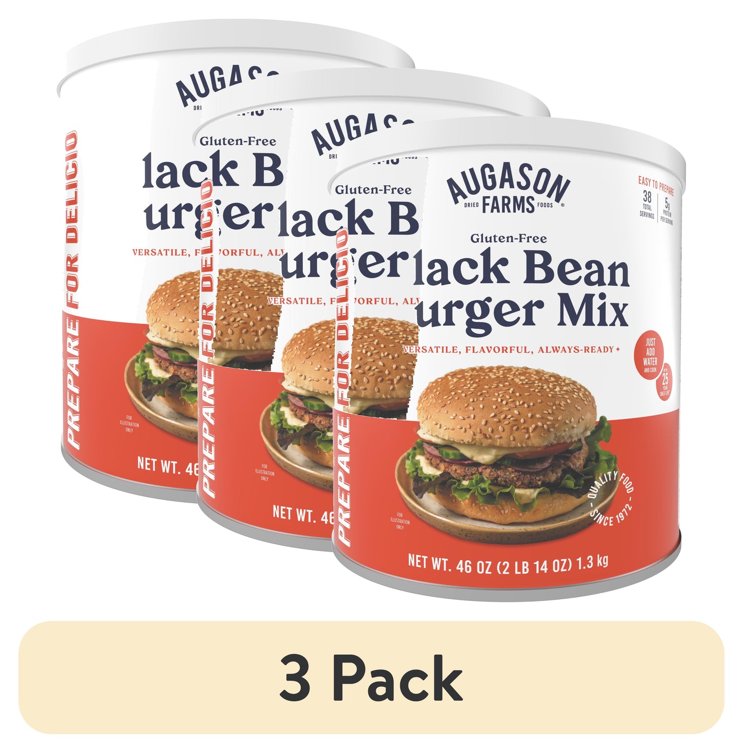(3 Pack)  Gluten Free Black Bean Burger 2 Lbs 14 Oz No. 10 Can