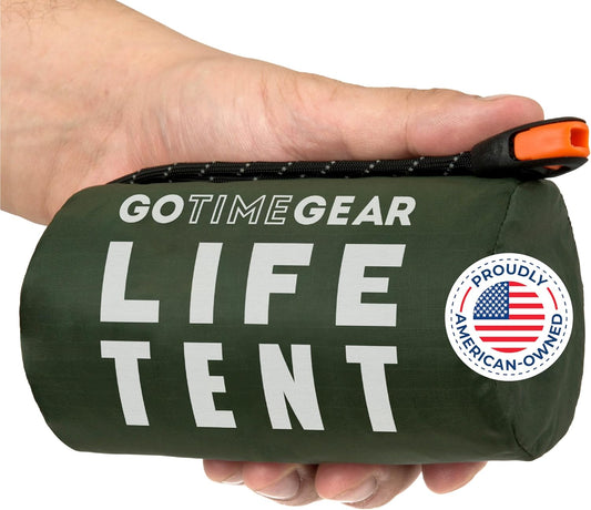 Survival Life Tent • 2 Person Mylar Emergency Shelter Tube Tent + Paracord • All-Weather Protection for Camping, Hiking, & Survival Kits • Includes Emergency Whistle