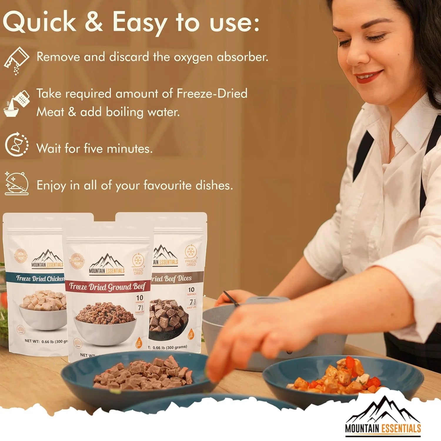 120 Servings Freeze Dried Premium Variety Meat Kit | High Protein Intake Contains 2988 Protein Packed Emergency Long Shelf Stable Easy Prep Food for Survival, Camping & Backpacking