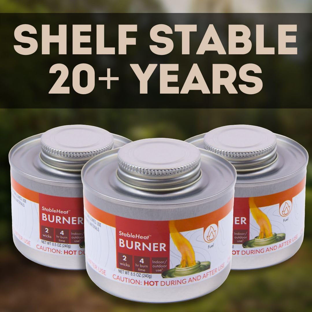 New & Improved! Emergency Cooking Fuel Premium Storage Set, 20+ Year Shelf Life | Available in 4 Cans, 12 Cans, or 24 Can Packs
