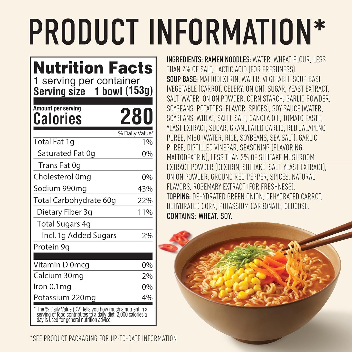 Korean Spicy Ramen, Vegan, Non-Gmo, 5.4 Oz (Pack of 6)
