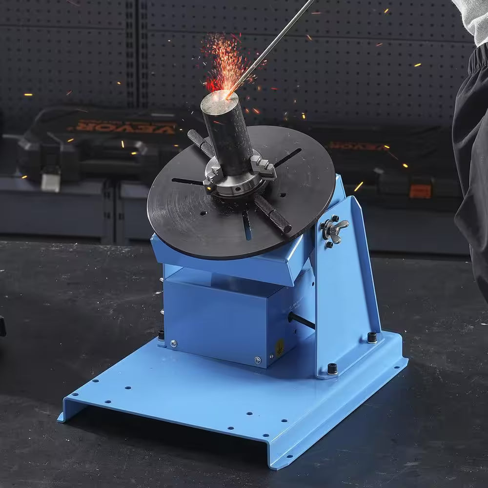 Rotary Welding Positioner 10KG 0-90° Welding Turntable Table with 8.1 In. 3-Jaw Lathe Chuck 1 to 12 RPM 20W for Welding