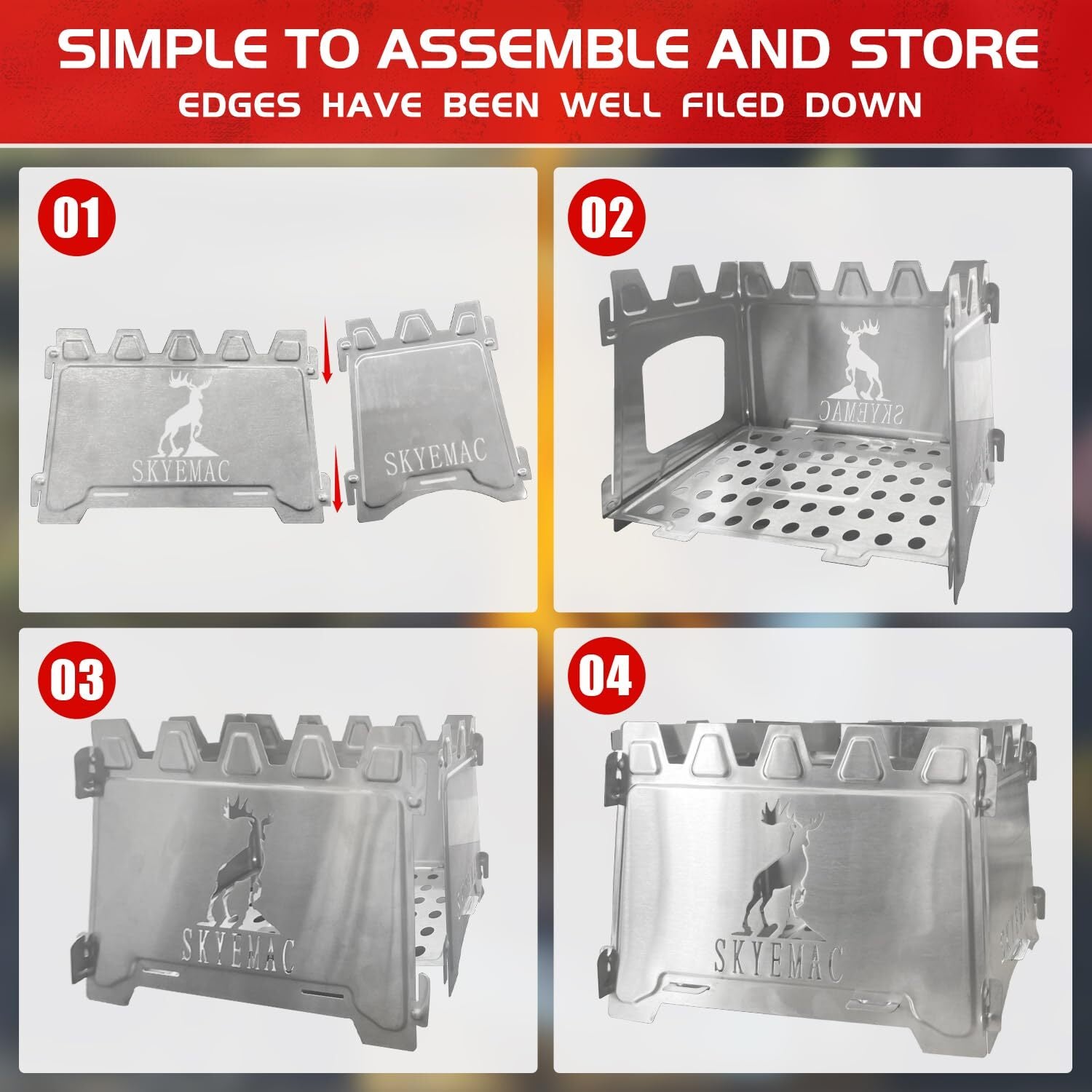 Camping Wood Burning Stove Portable - Folding Collapsible Backpacking Stainless