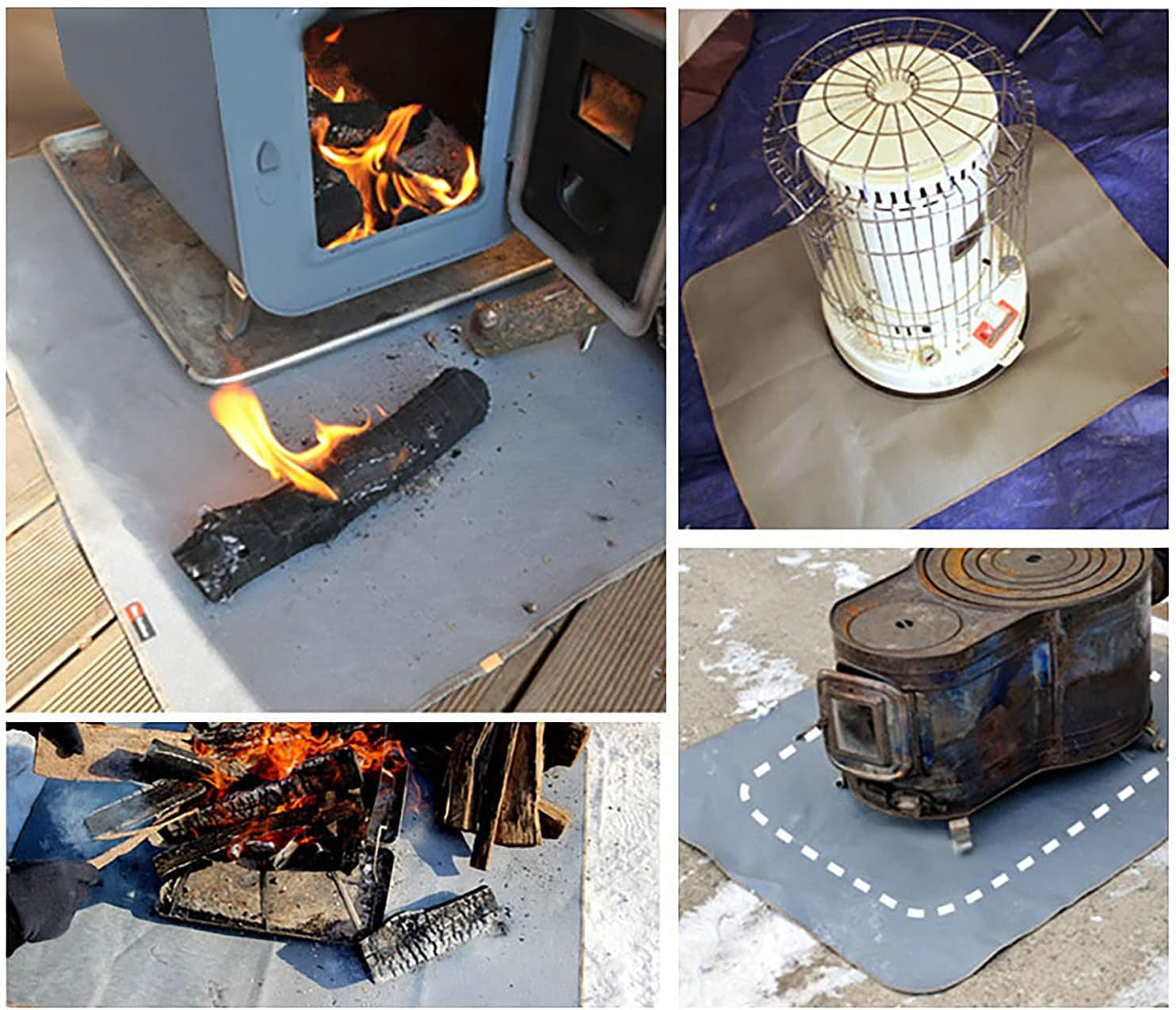 Fire Pit Mat for Deck Fireproof, Outdoor Wood Stove Hearth Pads, Camping BBQ Mat with Fire Retardant Material to Protect Your Deck Patio Lawn Campsite from Fire Burn, Yellow, 40“X32”