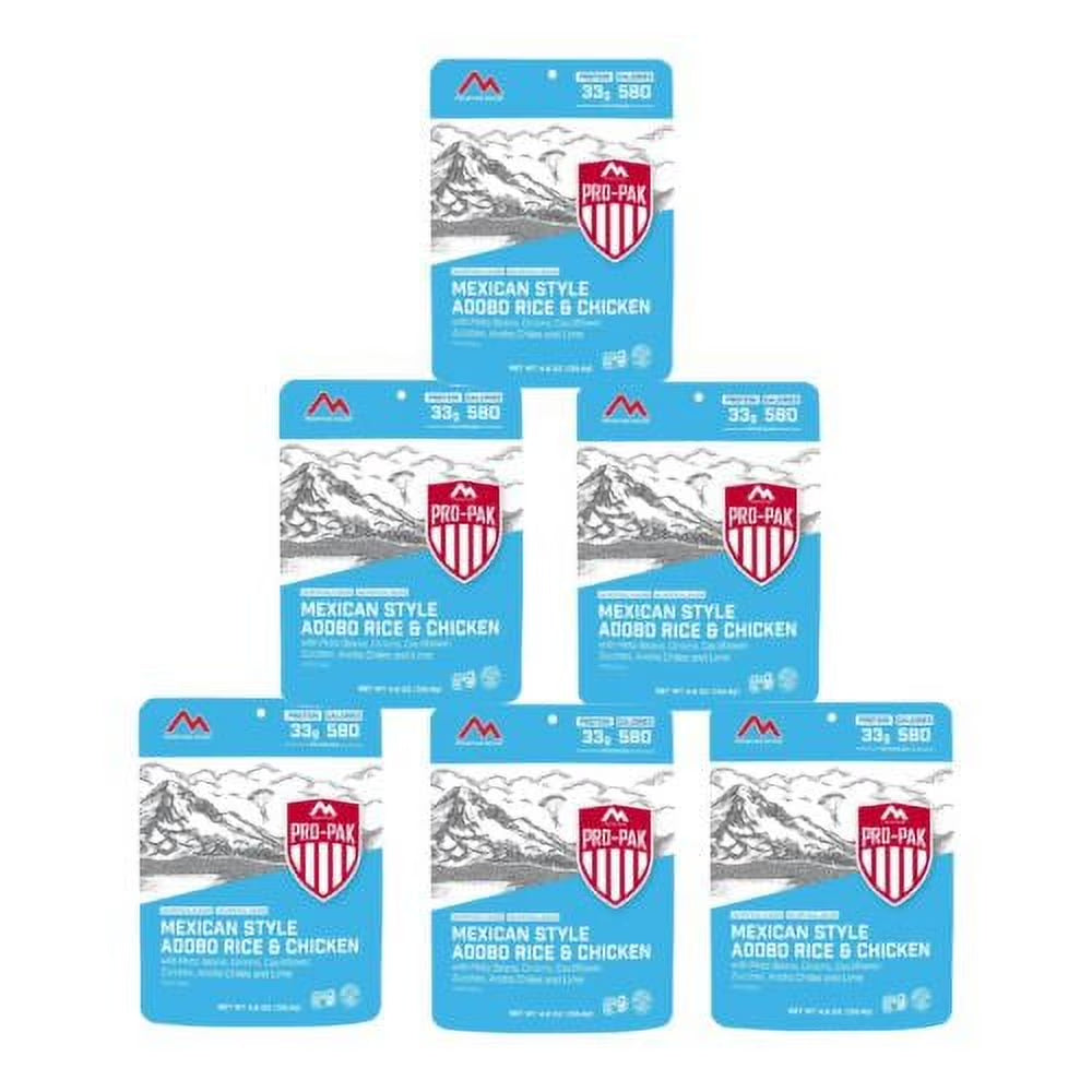 Mexican Style Adobo Rice & Chicken - Pro-Pak® Emergency Survival Food for Camping, Hiking and Backpacking - 6 Pouches