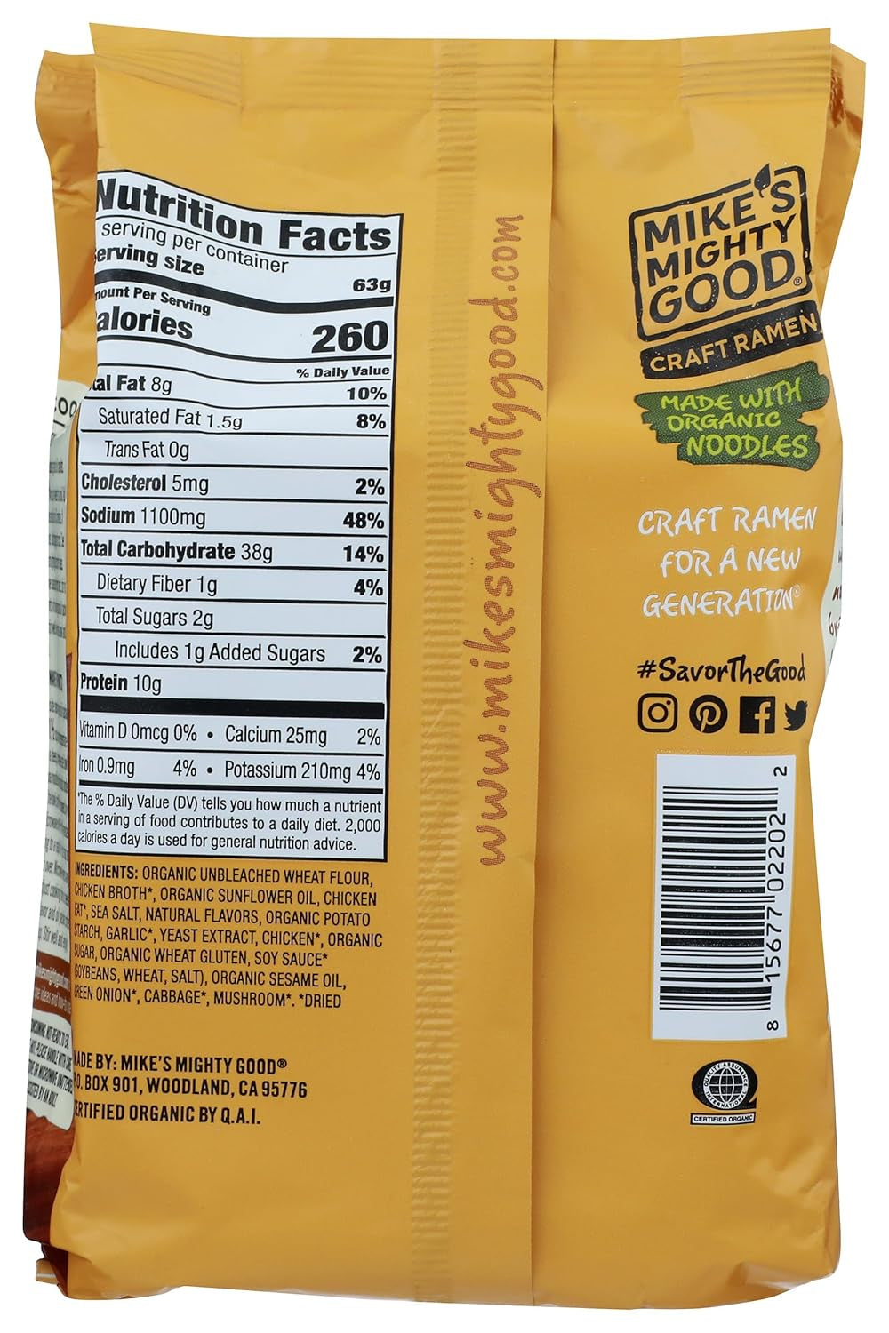 Organic Fried Garlic Chicken Ramen, 2.2 OZ