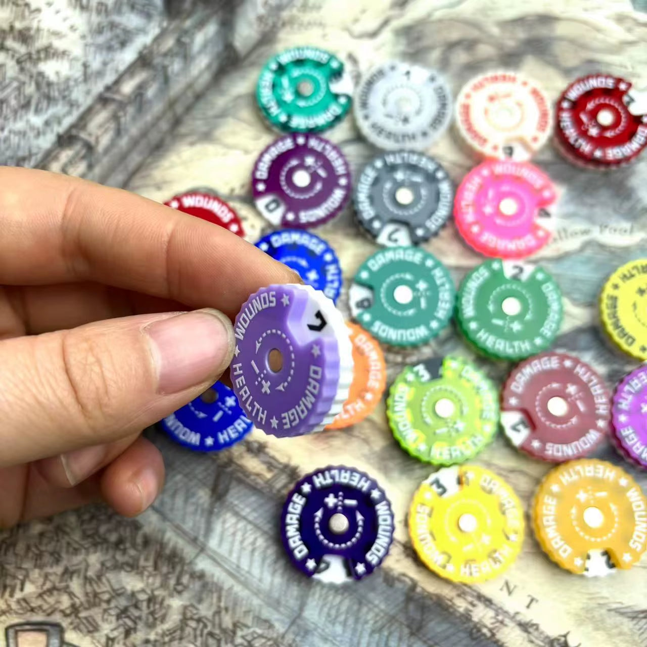 Game Health Tracker, 25Mm Wounds Counter for Tabletop War Games 0-9