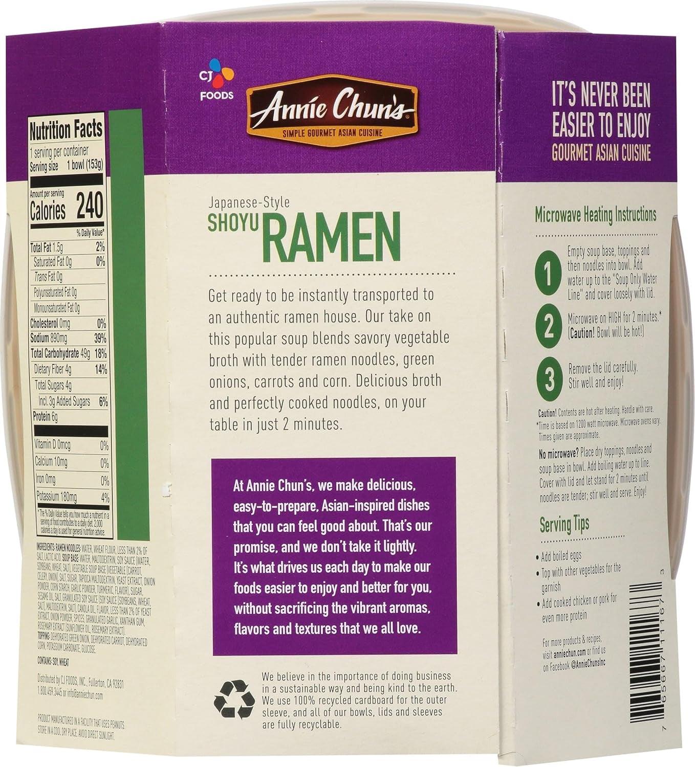 Japanese Style Shoyu Ramen Soup Bowl, Non GMO, 5.4 Ounces (Pack of 6)