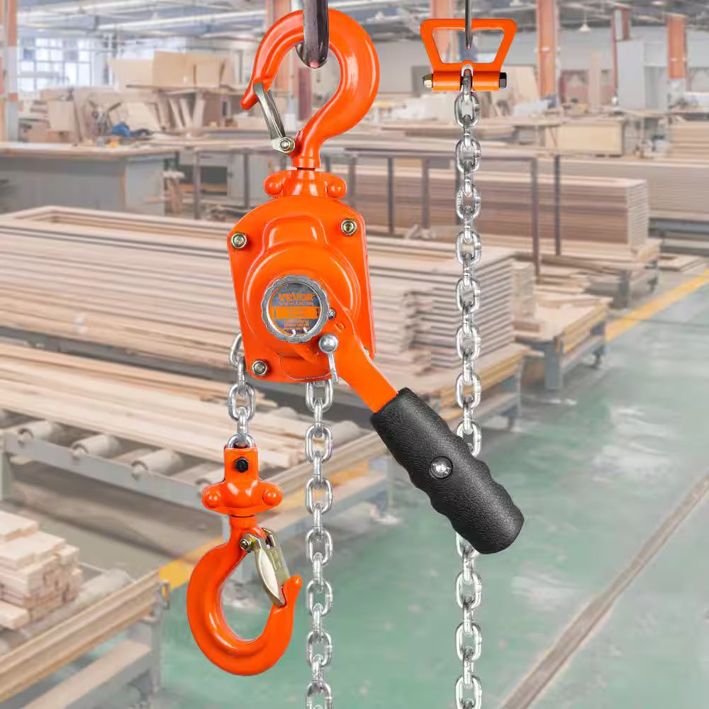 1/2 Ton Manual Lever Chain Hoist 5 Ft. Long Chain Hoist with 360° Rotation Hook and Double-Pawl Brake
