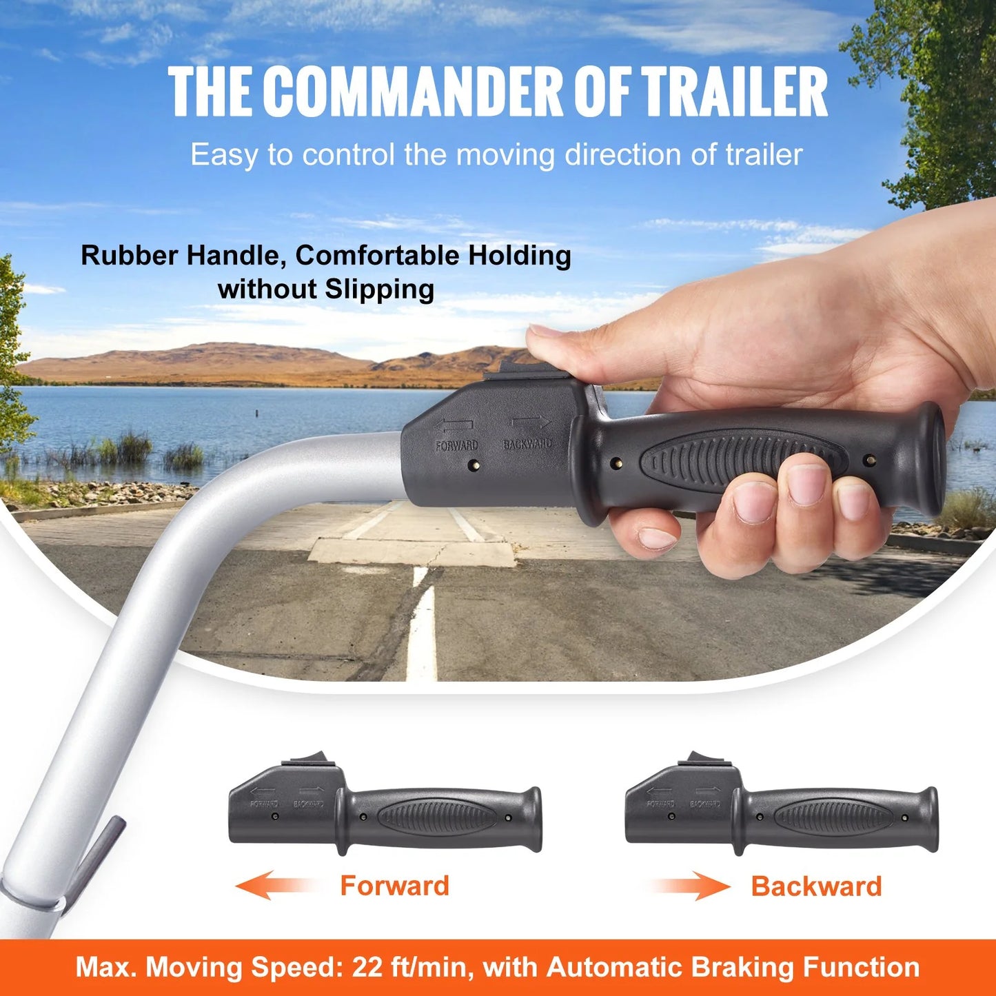 VEVOR Electric Trailer Dolly, 5000Lbs Towing Capacity, 350W 12V Trailer Jockey Wheel with 22 Ft/Min Moving Speed, 12''-24.8'' Adjustable Clamp Height & 8'' Rubber Tire, for Moving Trailer Caravan Boat