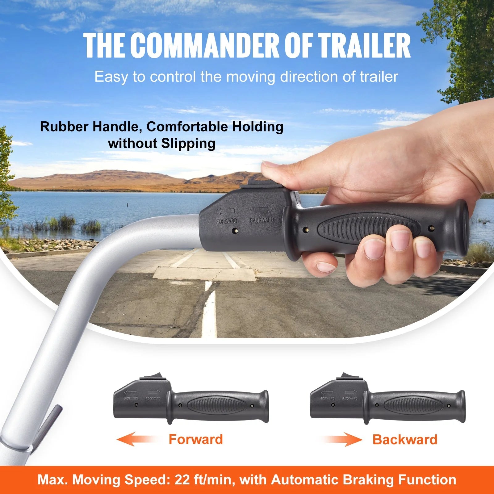 VEVOR Electric Trailer Dolly, 5000Lbs Towing Capacity, 350W 12V Trailer Jockey Wheel with 22 Ft/Min Moving Speed, 12''-24.8'' Adjustable Clamp Height & 8'' Rubber Tire, for Moving Trailer Caravan Boat